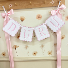 Kişiye Özel İsimli Bebek Odası Kapı Süsü / Flama Banner (Harf Sayısına Göre Fiyatlı)
