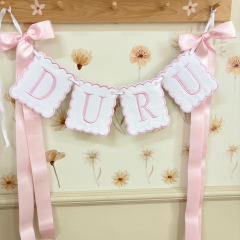 Kişiye Özel İsimli Bebek Odası Kapı Süsü / Flama Banner (Harf Sayısına Göre Fiyatlı)