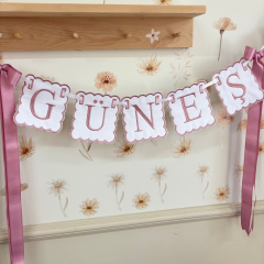 Kişiye Özel İsimli Bebek Odası Kapı Süsü / Flama Banner (Harf Sayısına Göre Fiyatlı)