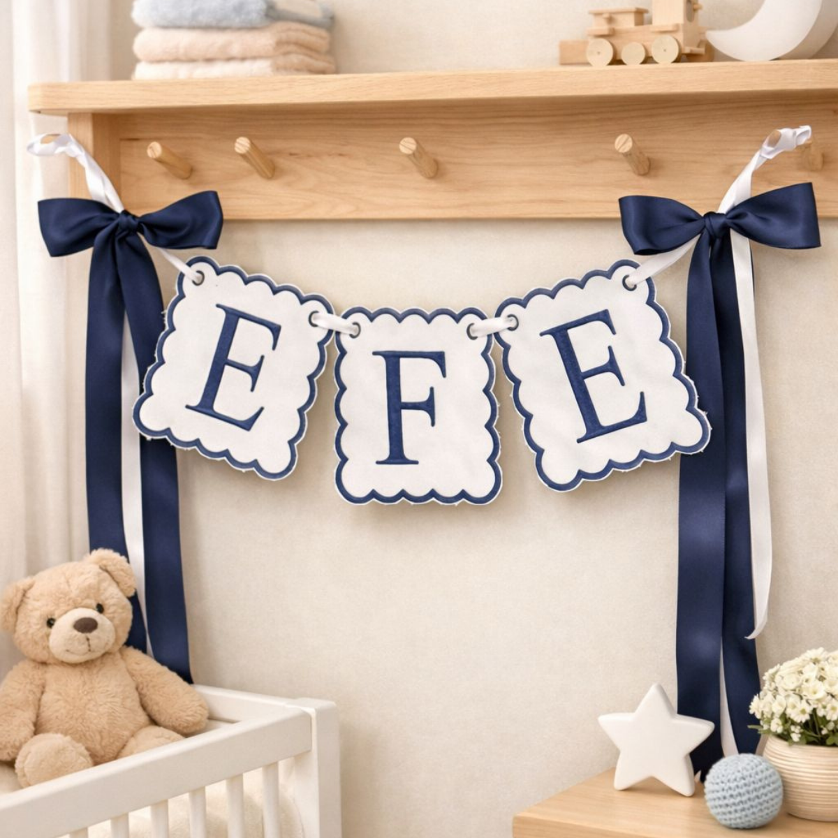 Kişiye Özel İsimli Bebek Odası Kapı Süsü / Flama Banner (Harf Sayısına Göre Fiyatlı)
