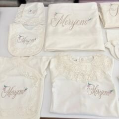 Hastane Çıkış Set Dantelli Pamuklu