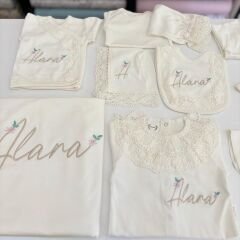 Hastane Çıkış Set Dantelli Pamuklu