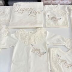 Hastane Çıkış Set Dantelli Pamuklu