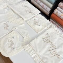 Hastane Çıkış Set Dantelli Pamuklu