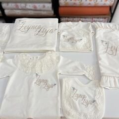 Hastane Çıkış Set Dantelli Pamuklu