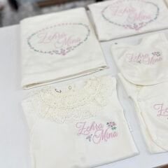 Hastane Çıkış Set Dantelli Pamuklu